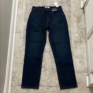 Abercrombie & Fitch Women's Dark Blue Straight Leg Jeans CURVE LOVE